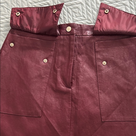 Zara Burgundy Mini Skirt with Gold Button Details - Picture 7 of 11